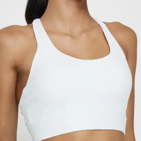 Ribbed Sports Bra — White