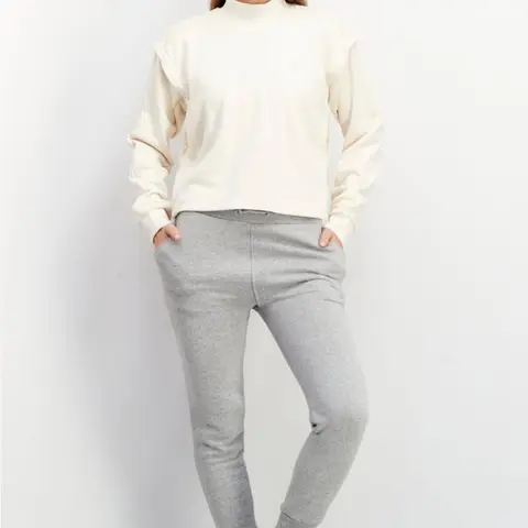 Cropped Mock-Neck Sweatshirt — Cream